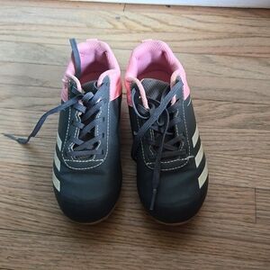 Adidas cleats, pink and gray. Size 12 k.